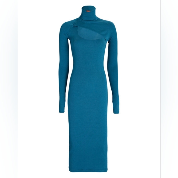 4. ALIX NYC CLARKSON RIBBED CUT OUT MIDI DRESS - Picture 1 of 9